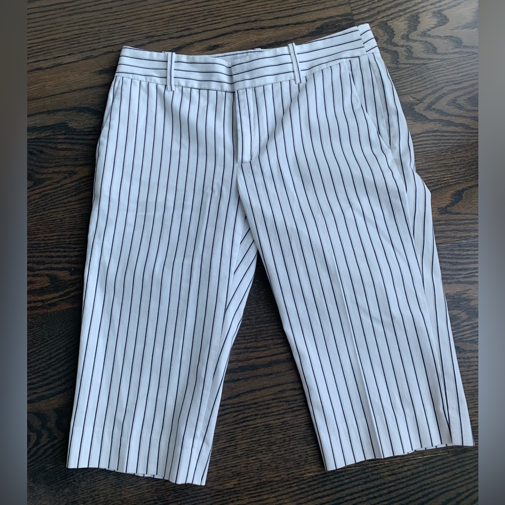Zara White Shorts with Black Pinstripes